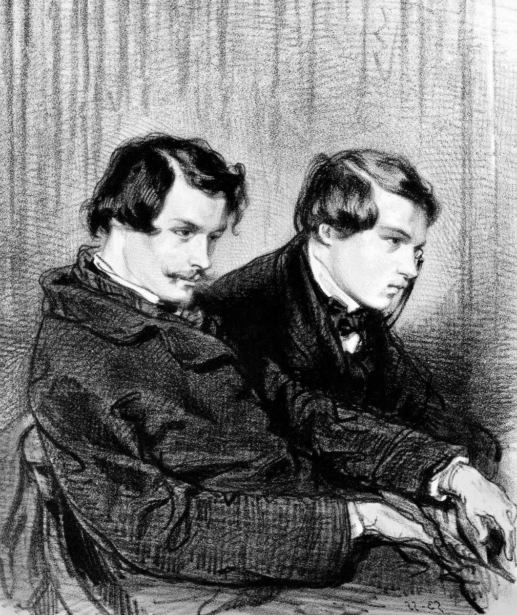 Goncourt Brothers - Edmond de Goncourt (1822-1886) and Jules de Goncourt (1830-1870) in a Box at the Theatre by Paul Gavarni