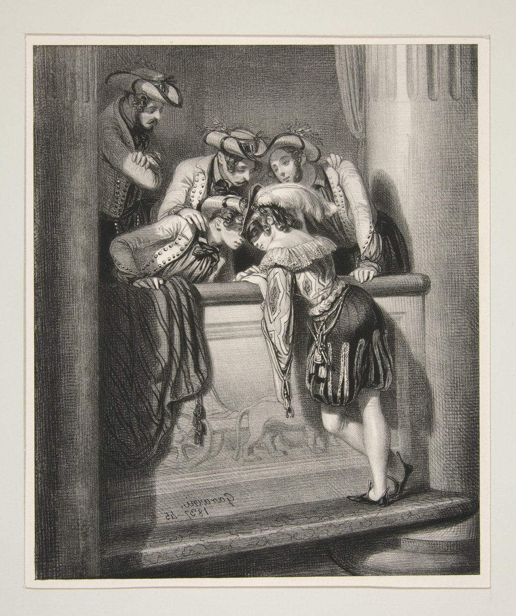 The Box of the Front Stage. Do you want to have supper with us, handsome page? by Paul Gavarni