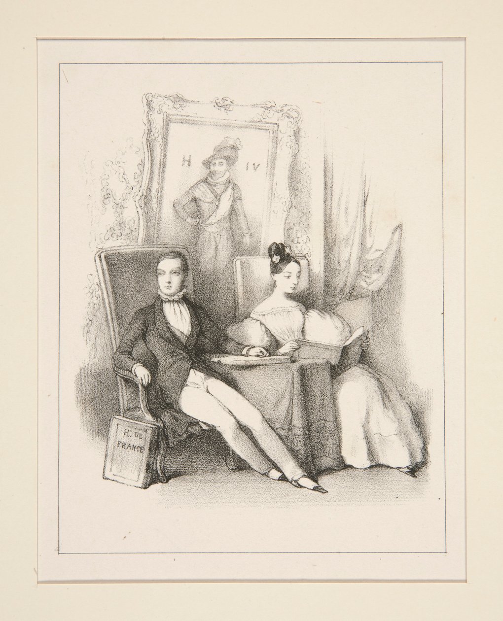 The Brother and the Sister / Prague (Henri, Count of Chambord and the Duchess of Parma as Children) by Paul Gavarni