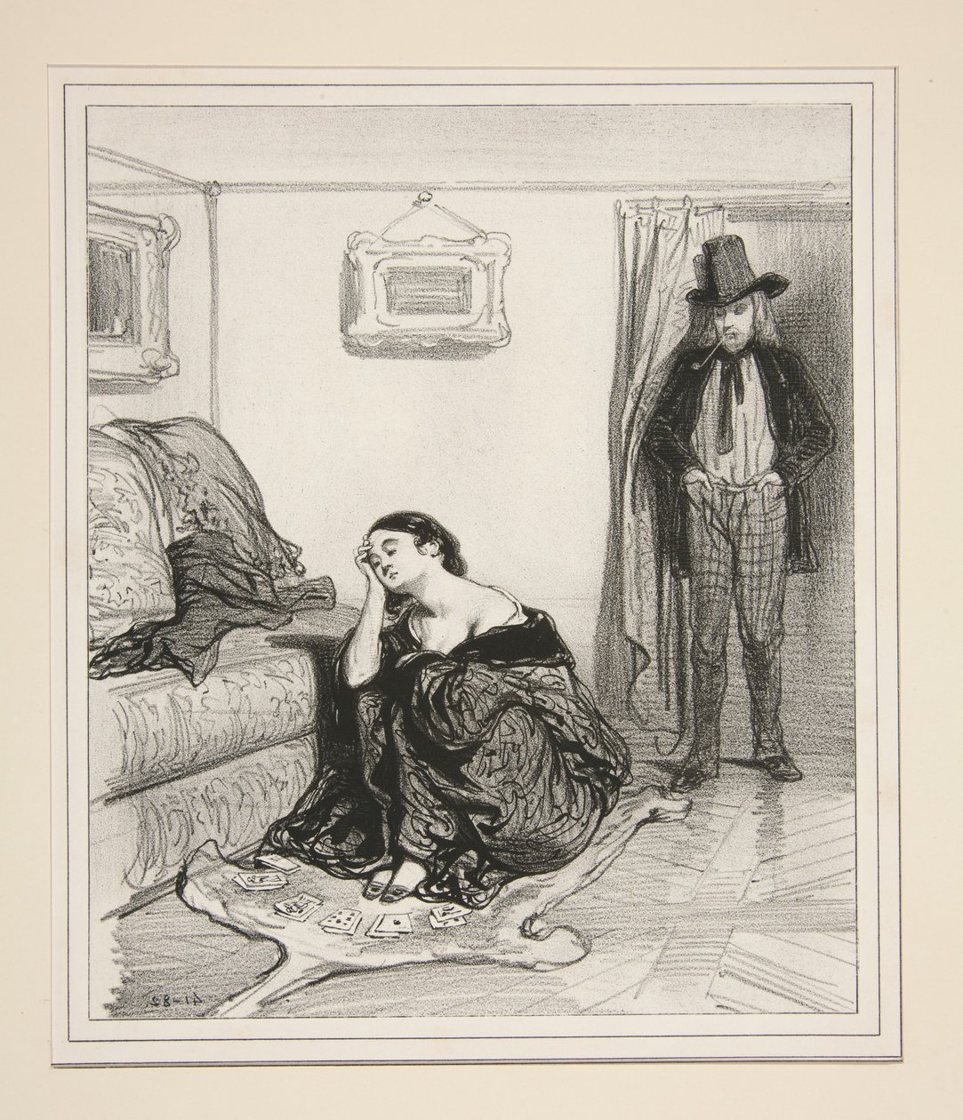The King of Clubs on a Journey, the Brunette Woman Awaits a Blonde... by Paul Gavarni