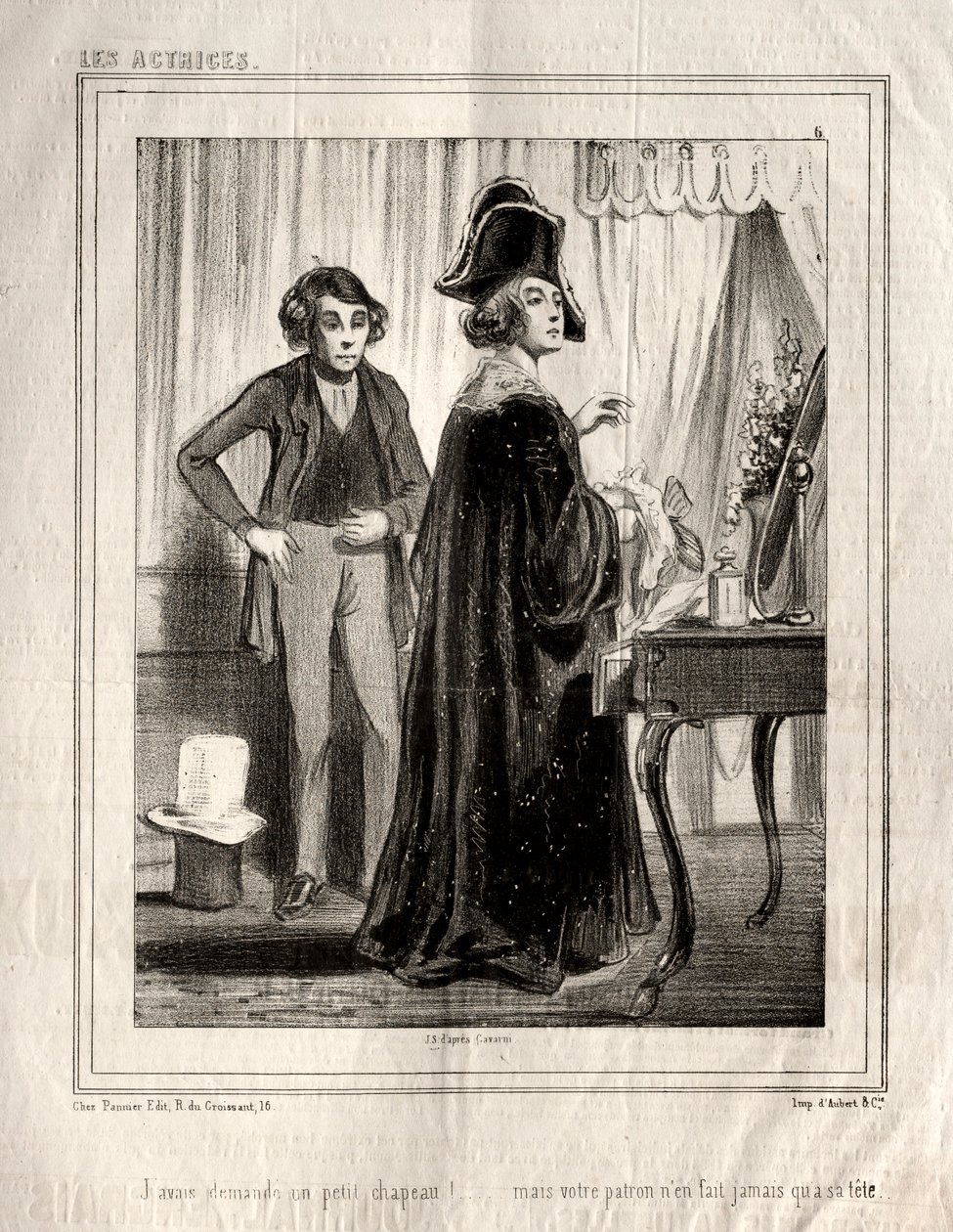 Les Actrices: I had asked for a small hat! by Paul Gavarni