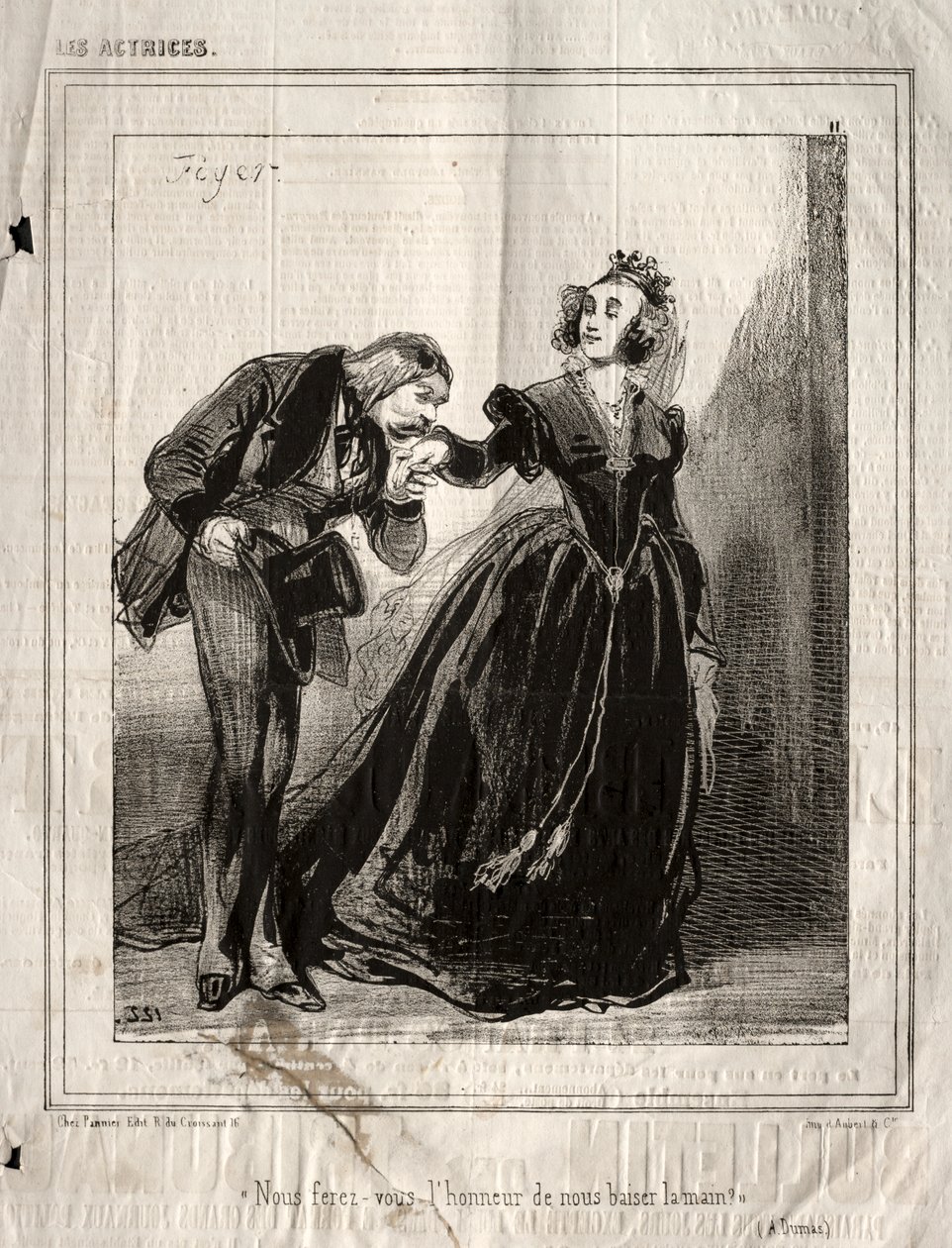 The Actresses: Will You Do Us the Honor of Kissing Our Hand? by Paul Gavarni