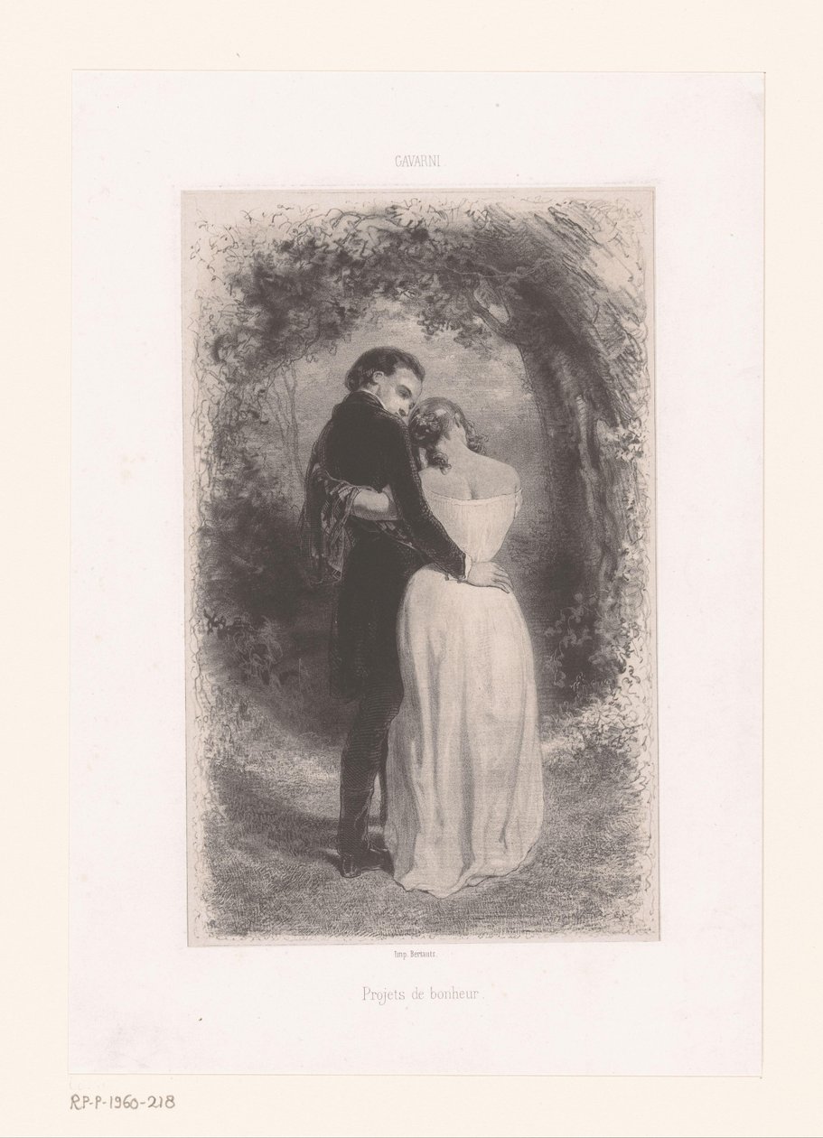 Lovers on a Forest Path by Paul Gavarni