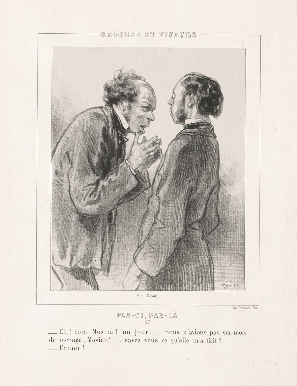 Masques et Visages: Par-ci, Par-la, 1850s by Paul Gavarni