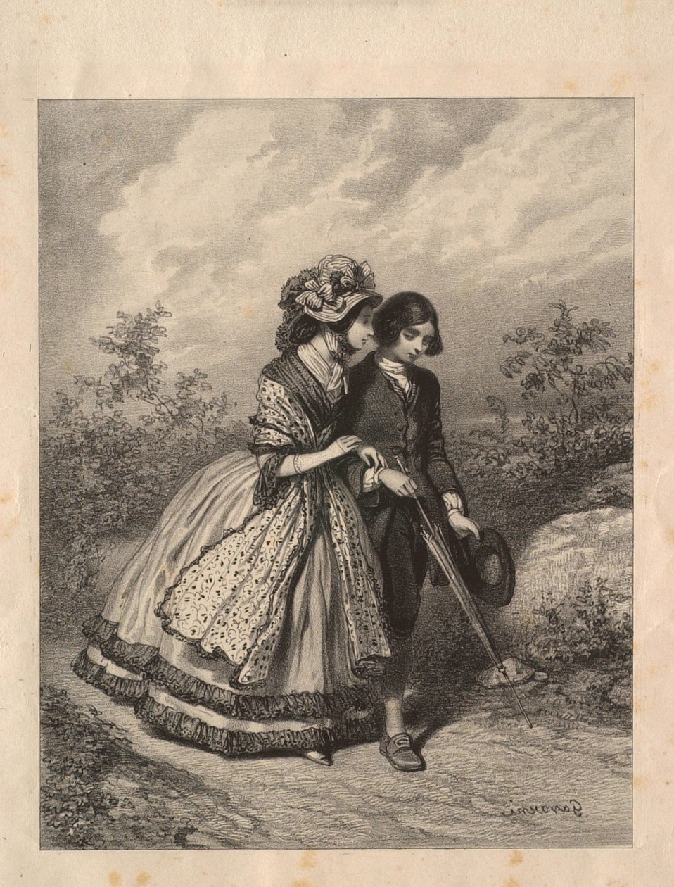 Rousseau and Madame de Larnage by Paul Gavarni