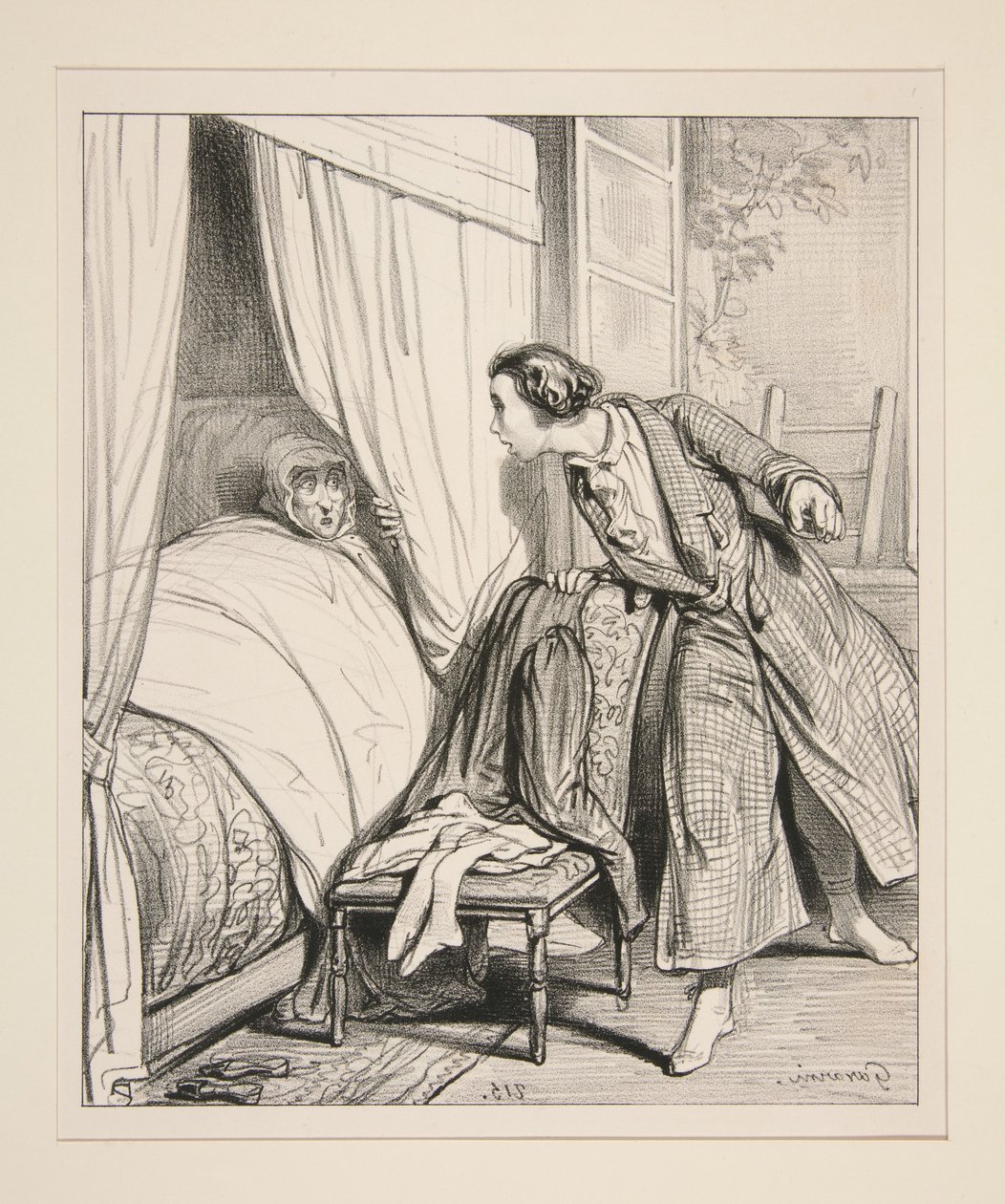 Mistaking the Window While Looking for the Niece and Ending Up with the Aunt by Paul Gavarni