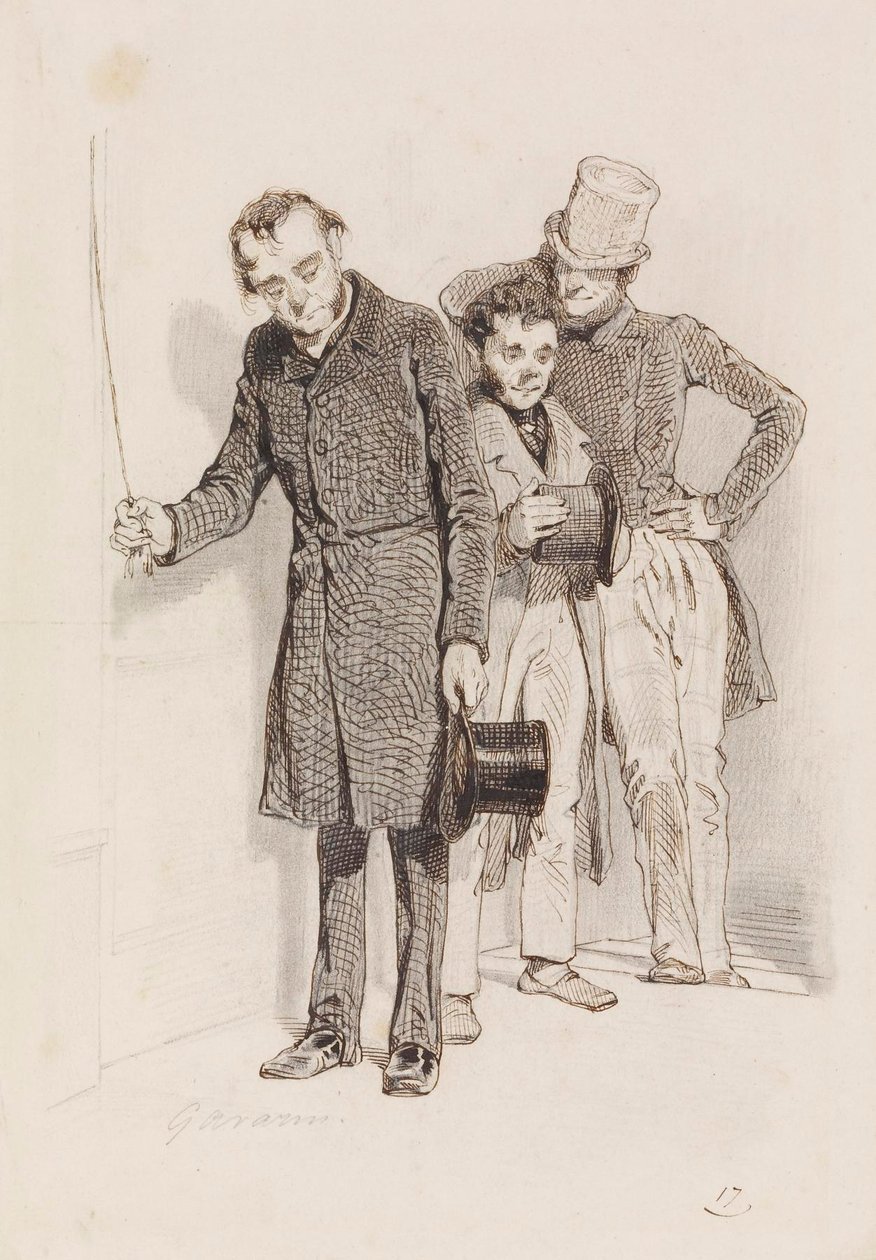 Three Men, One Pulling a Bell by Paul Gavarni
