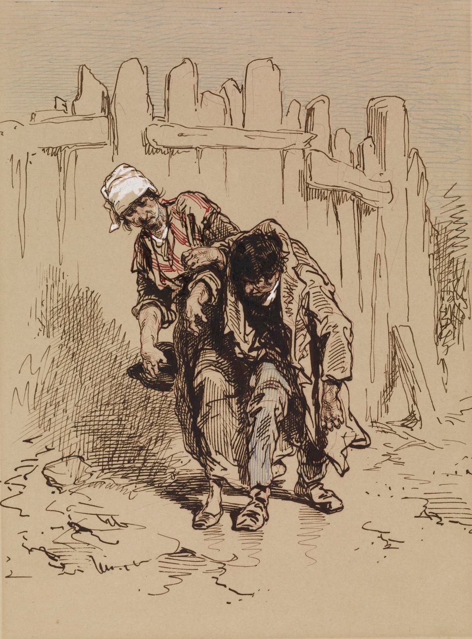 Woman Supporting a Man by Paul Gavarni