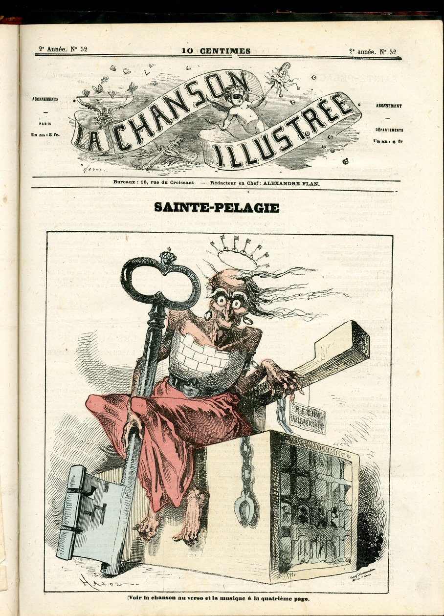 La Chanson illustree (magazine), number 52, Satirical in Colors: Sainte Pelagie - Republican, Prisons, Sainte Pelagie - Illustration by Hadol by Paul Hadol
