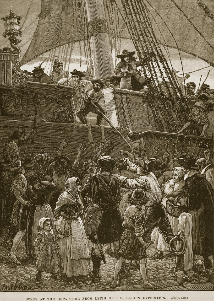 Scene at the Departure from Leith of the Darien Expedition, Illustration from 