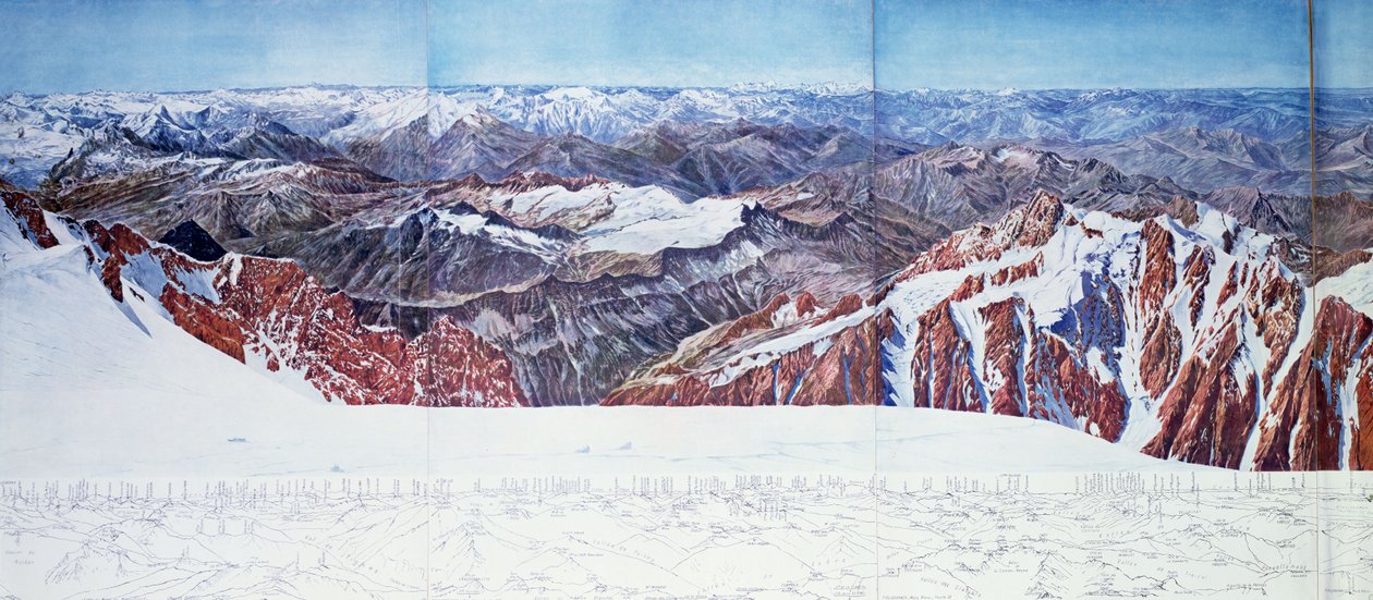 Panoramic view of the summit of Pelvoux in the Massif des Ecrins, French Alps by Paul Helbronner