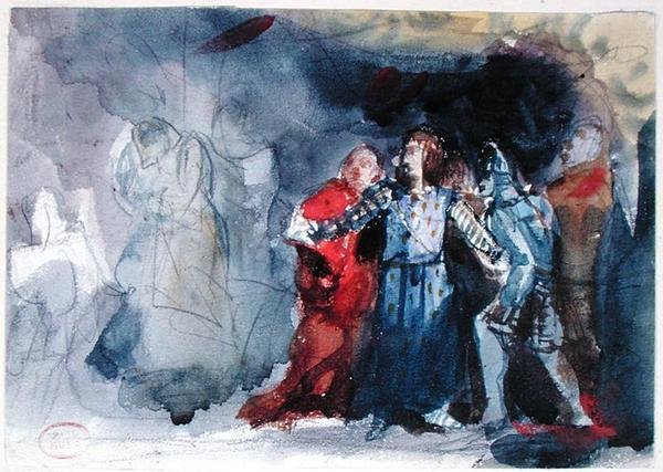 The Ghost of the King Appearing to Hamlet, scene from Act I of 