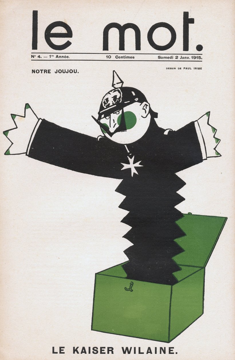 The Word Depicting Kaiser William II in a Devil Toy in a Box - Drawing by Paul Iribe by Paul Iribe