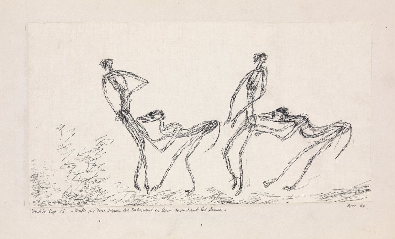 Candide, Chapter 16. While two monkeys followed them biting their buttocks, 1911 by Paul Klee