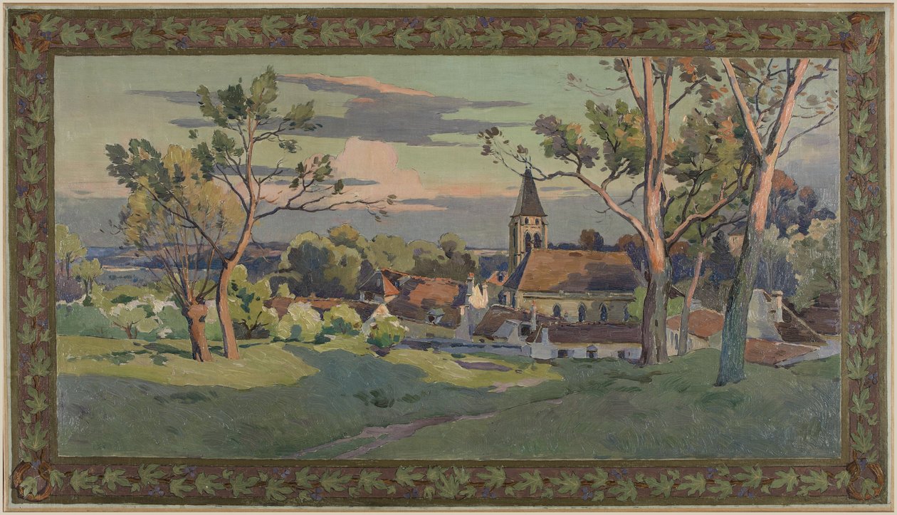 Sketch for the Thiais town hall: village with a church by Paul Léon Felix (attr. to) Schmitt