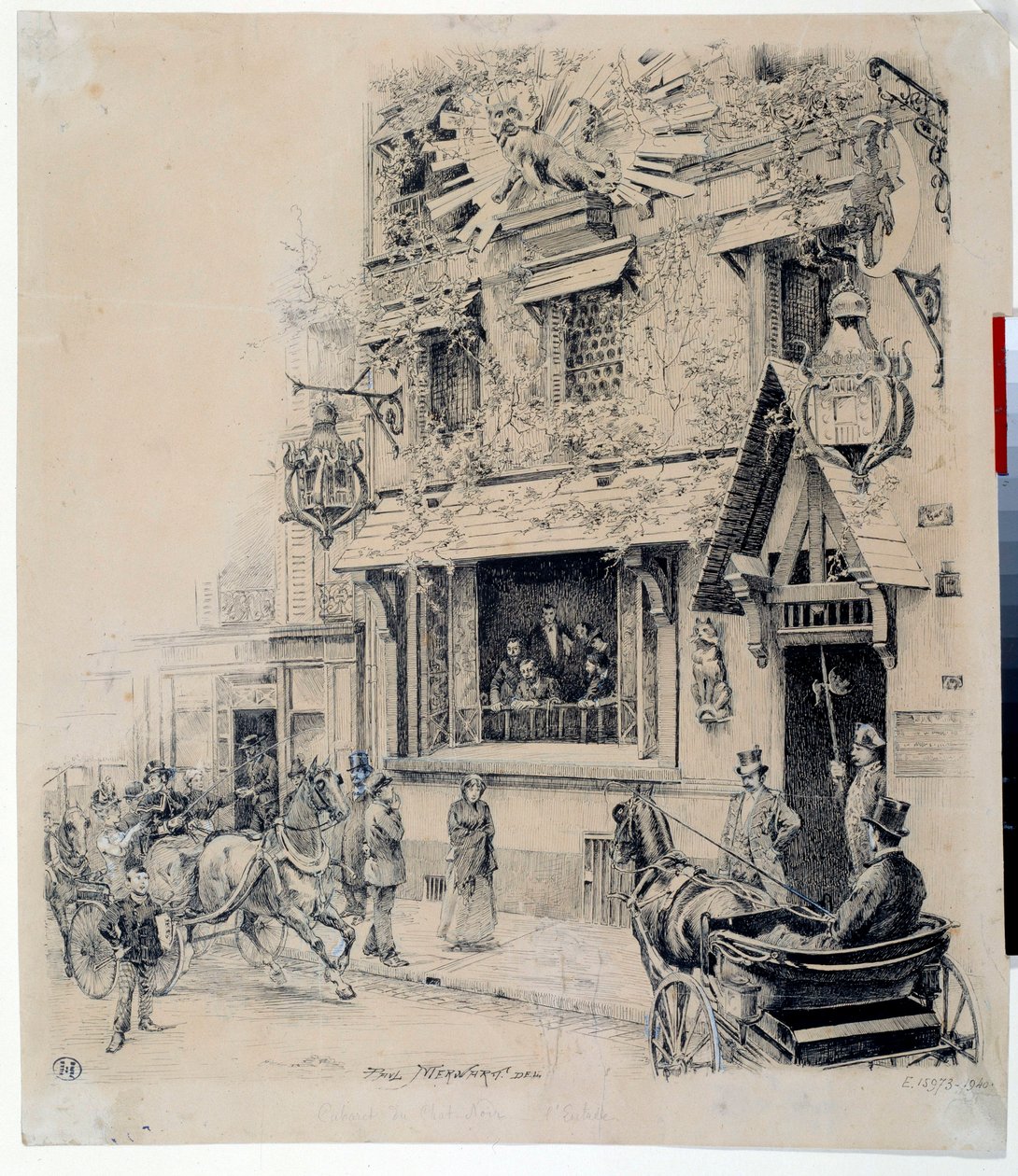View of the entrance to the Cabaret du Chat Noir by Paul Merwart