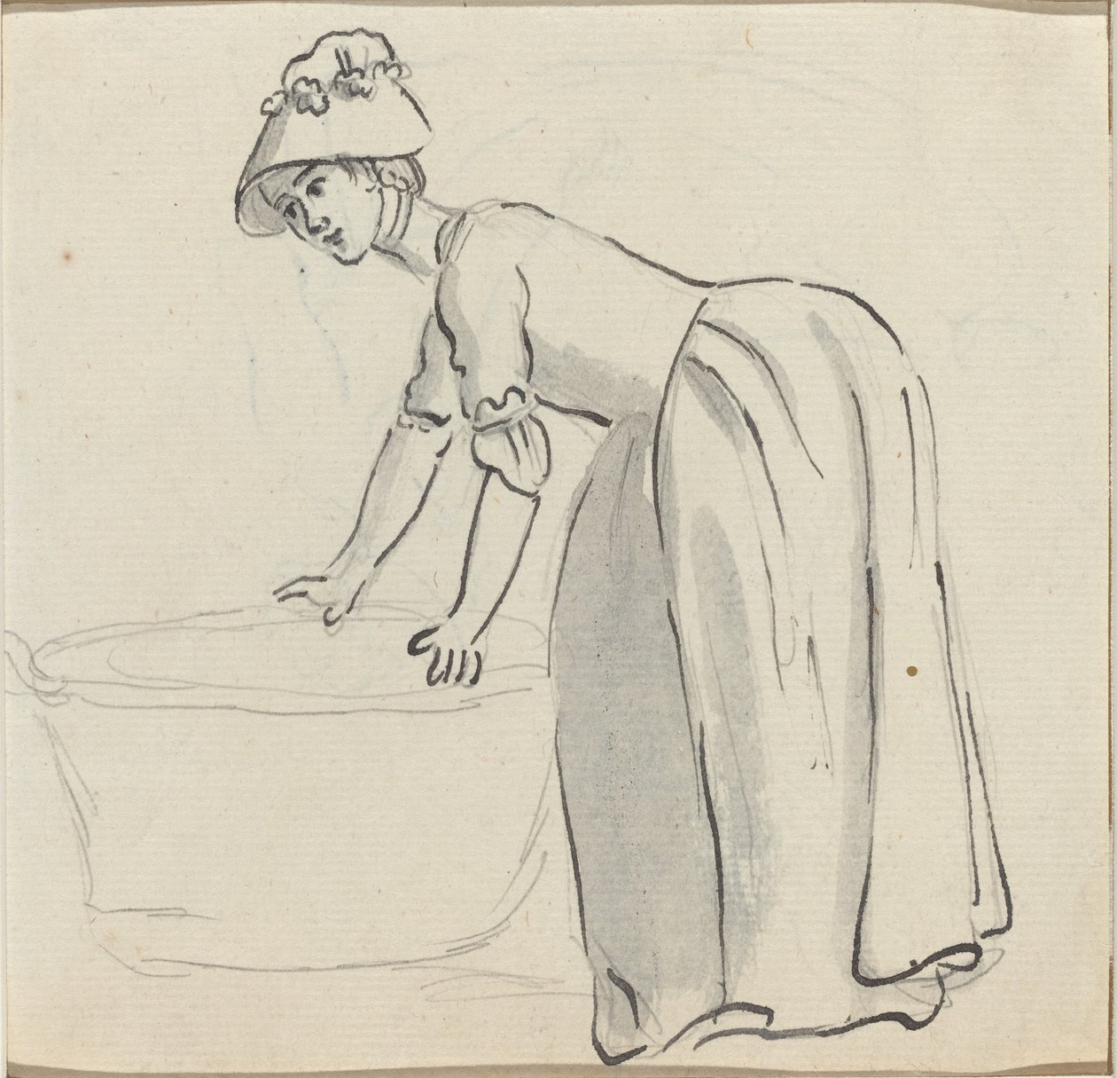 Girl with a Bonnet at Work by Paul Sandby