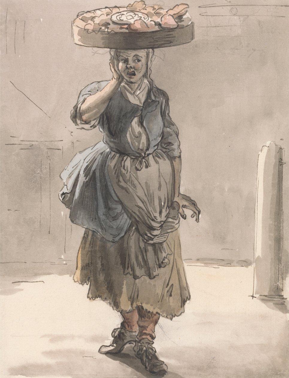 London Cries: A Girl with a Basket on Her Head (