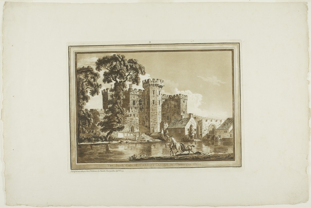 The South Gate of Cardiff Castle in Glamorgan Shire, from Twelve Views in Aquatint from Drawings taken on the Spot in South Wales by Paul Sandby