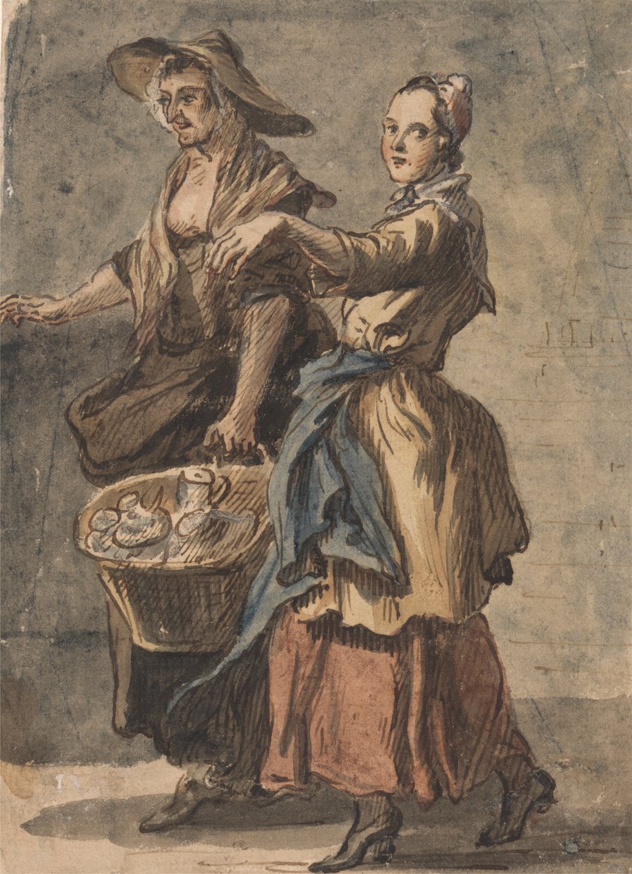Two Women Holding a Basket by Paul Sandby