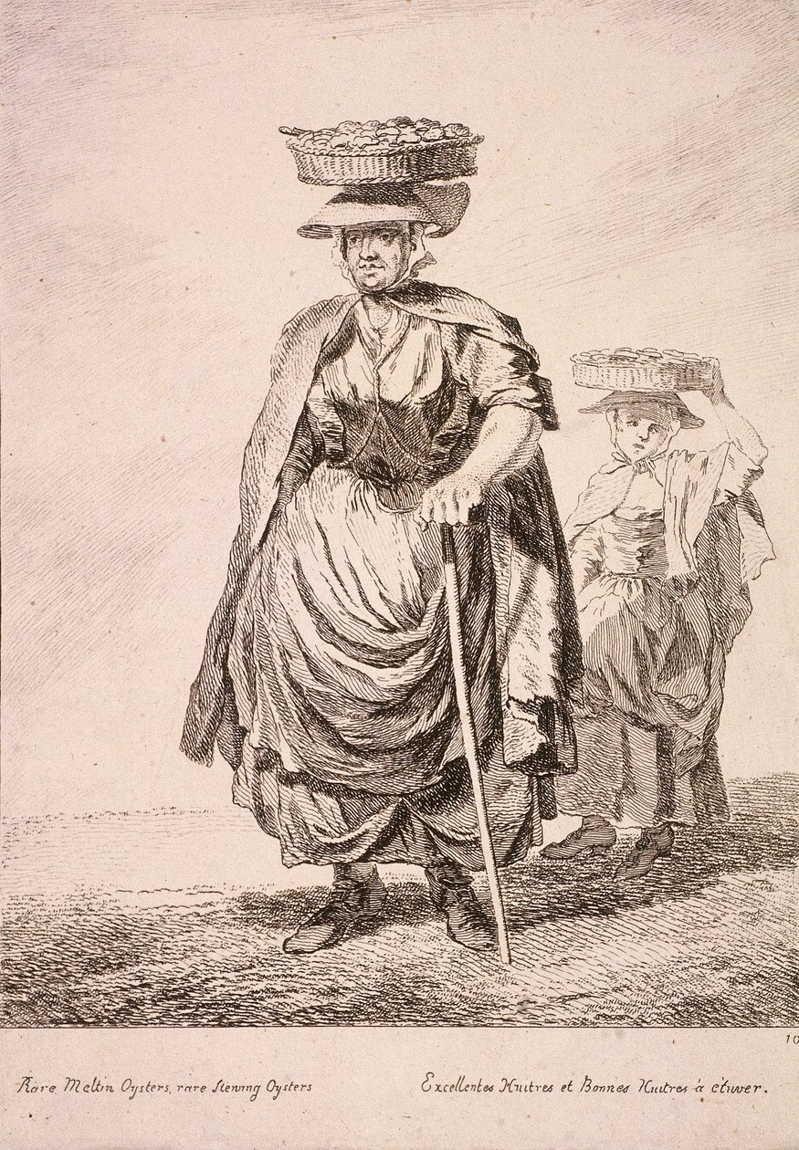 Two Oyster Sellers, Cries of London by Paul Sandby