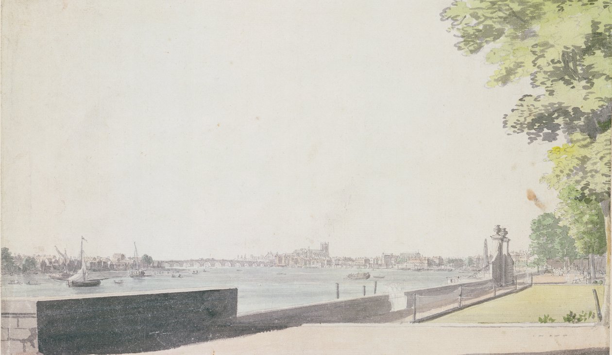 View from Somerset House Garden, looking towards Westminster Bridge, 1756 by Paul Sandby