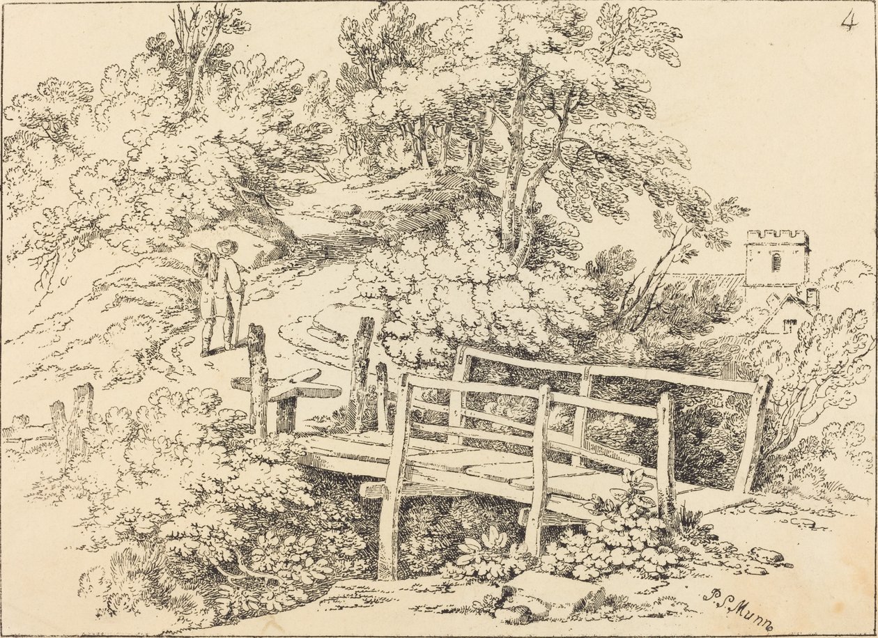 Country Footbridge by Paul Sandby Munn