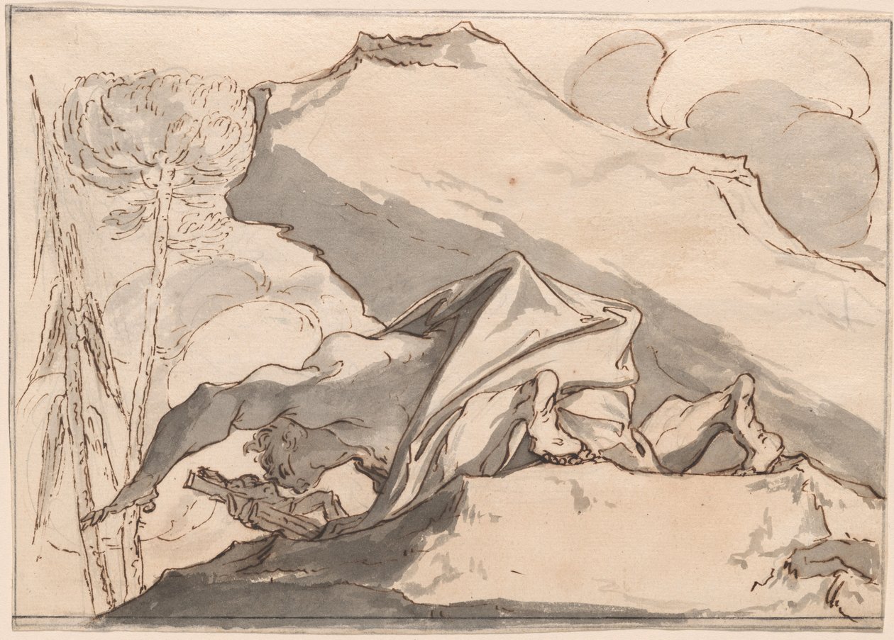 A Desert Hermit Adoring the Crucifix by Paul Troger