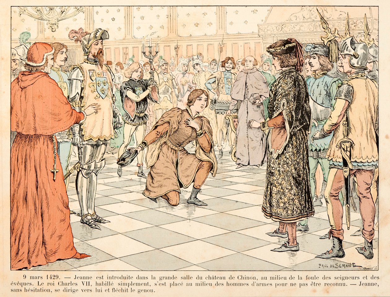 Illustration taken from the book Joan of Arc by Theodore Cahu and illustrated by Paul De Semant: On March 9 by Paul de Semant