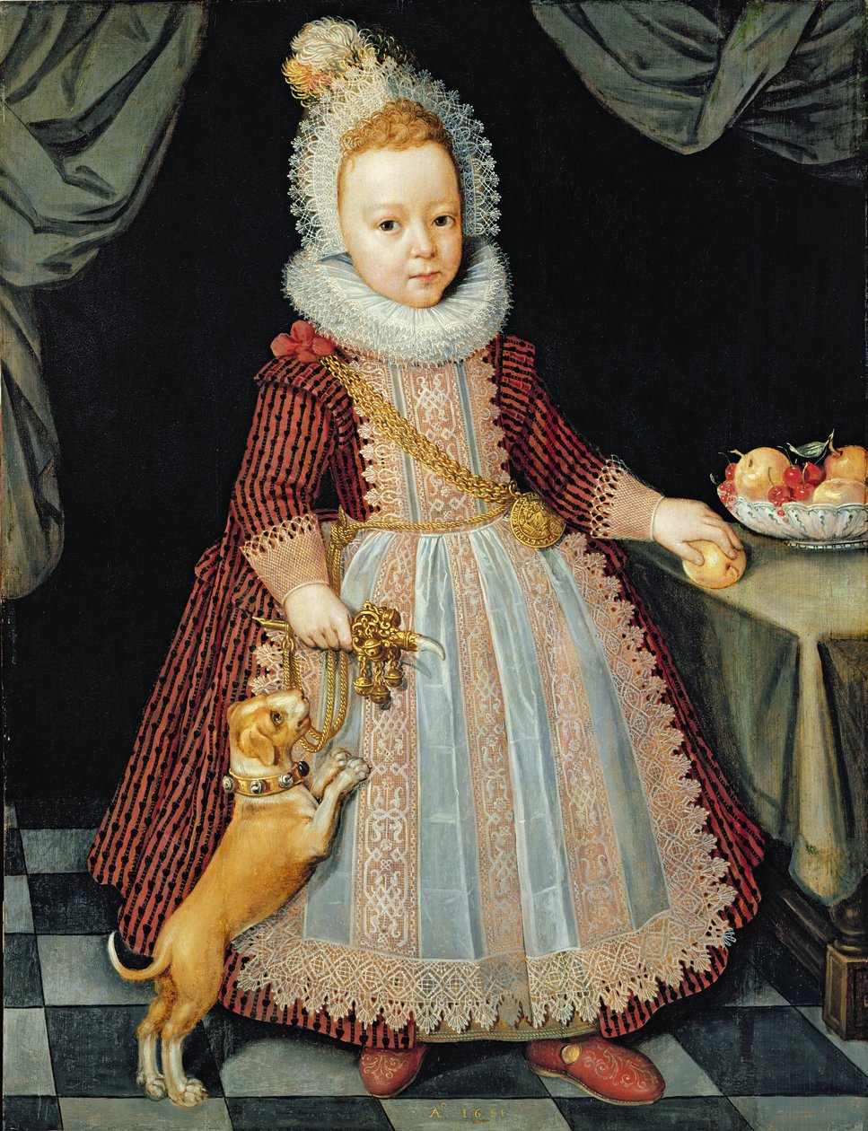 Portrait of a Child with a Rattle by Paul van Somer