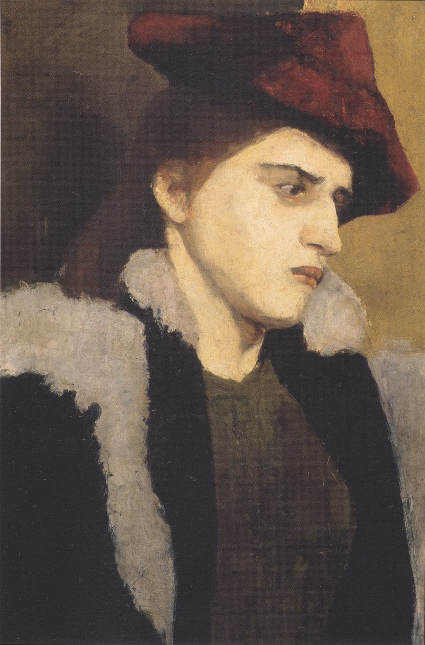 Portrait of a Young Woman with Red Hat by Paula Modersohn Becker