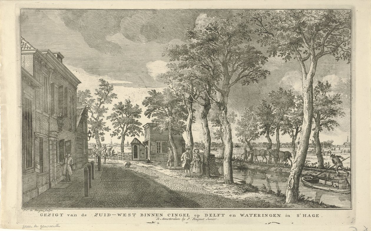 View of the Southwest Inner Canal (South Wall) in The Hague (Eight Views in The Hague) by Paulus Constantijn la Fargue