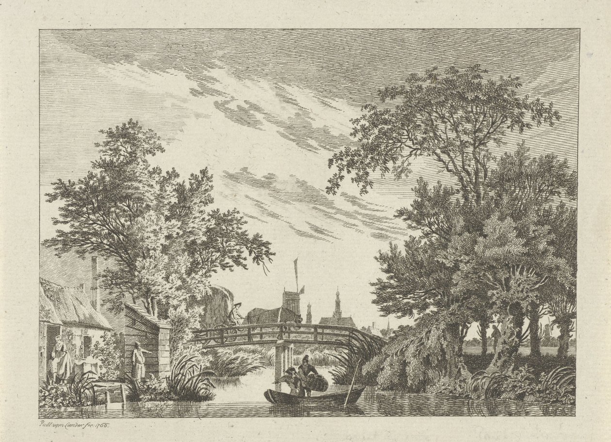 Landscape with Hay Wagon on a Bridge by Paulus van Liender