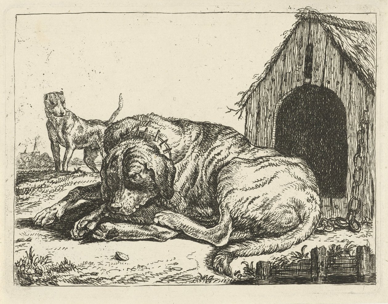 Dog Lying on a Chain, Various Dogs (series title) by Pauwels van Hillegaert