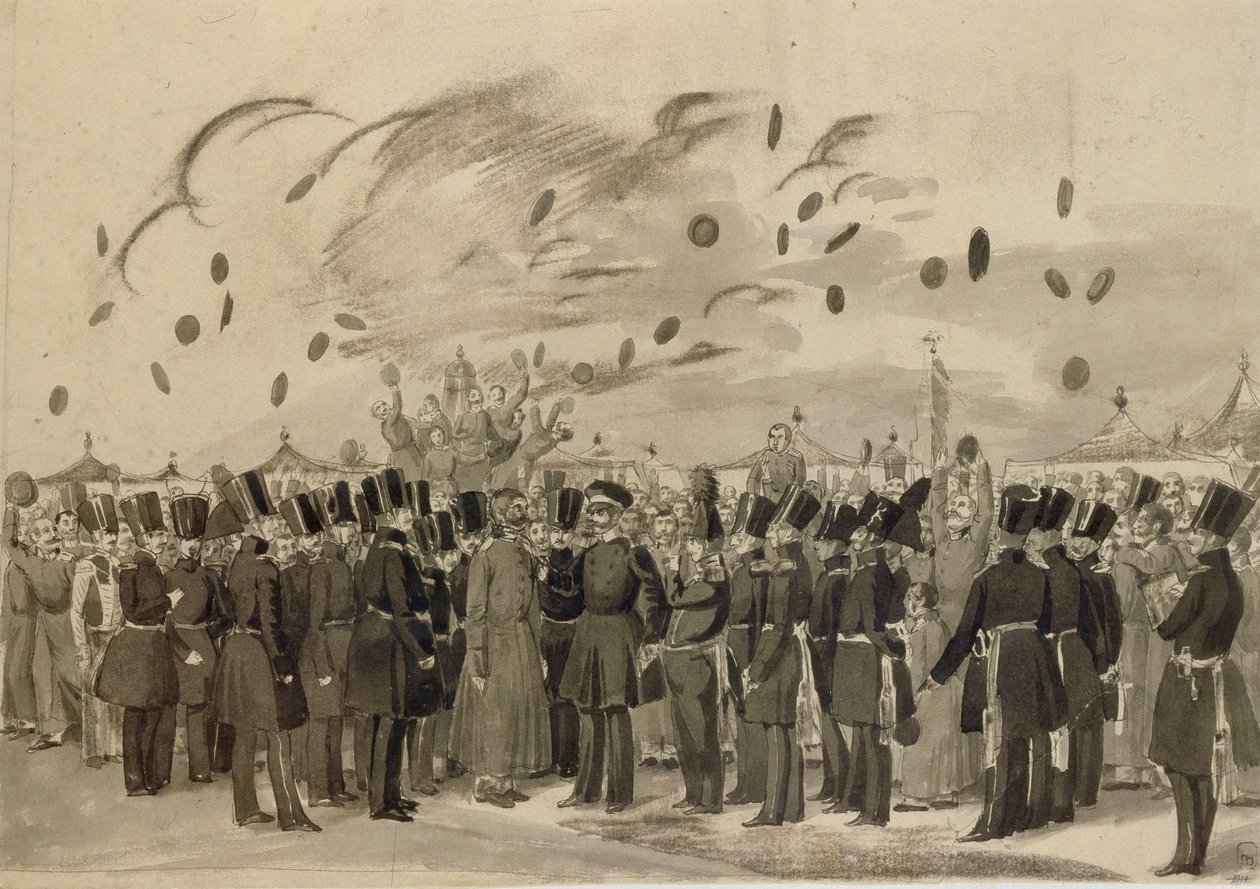 Grand Duke Mikhail Pavlovich Visiting the Camp of the Life-Guard Finland Regiment on July 8, 1837 by Pavel Andreevich Fedotov