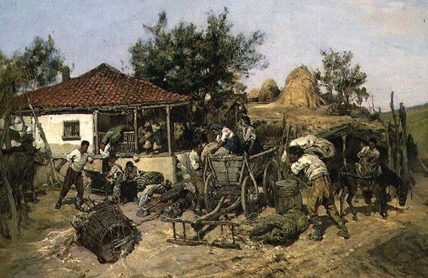 Peasants Loading a Cart by Pawel Kowalewsky
