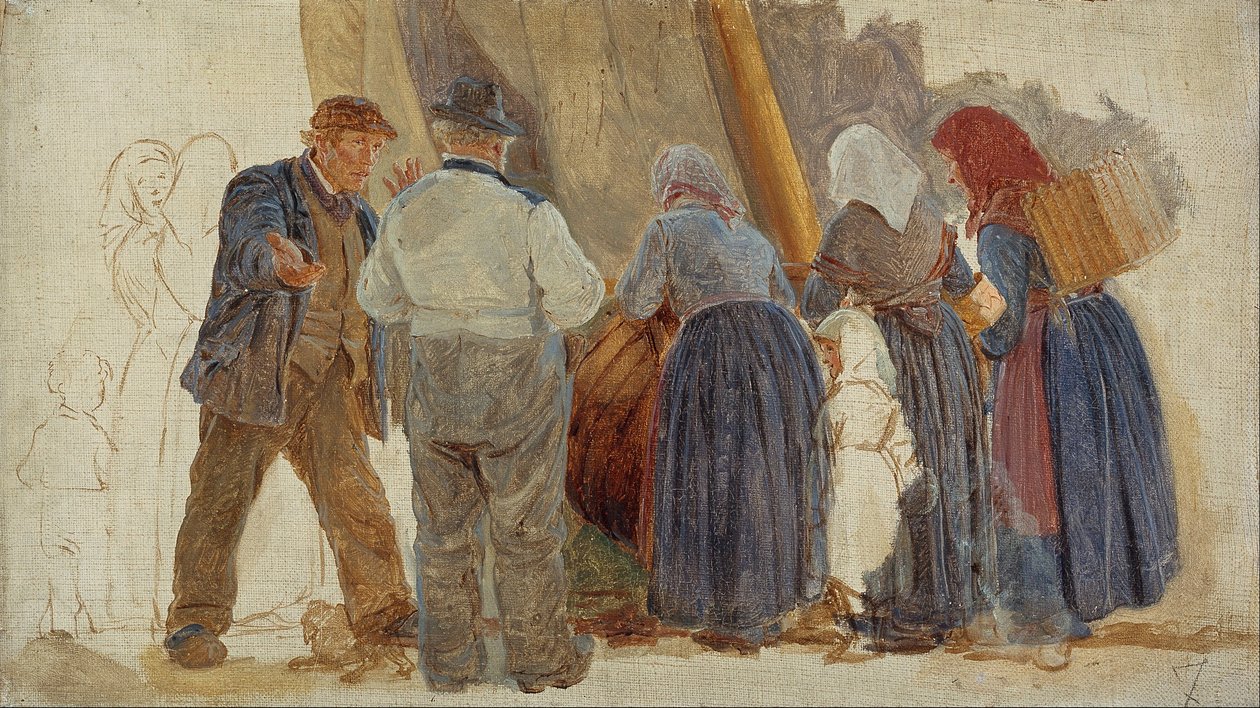 Morning at Hornbæk. Men and Women Bargaining by Peder Severin Krøyer