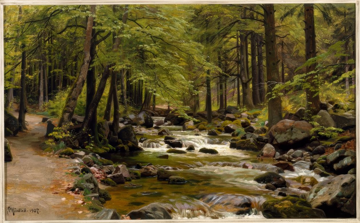 Waldbach im Frühling by Peder Monsted