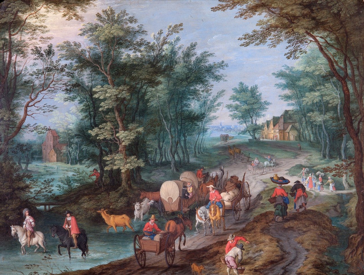 Landscape with Figures Crossing a Brook, 17th century by Peeter Gysels