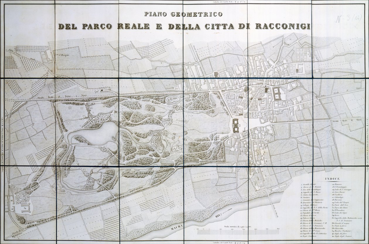 Plan of Park Royal and city of Racconigi by Pelagio Palagi