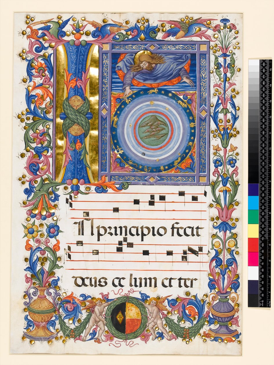 Historiated initial I, depicting the Creation, c.1470 by Pellegrino di Mariano attr.to Pellegrino di Mariano attr.to