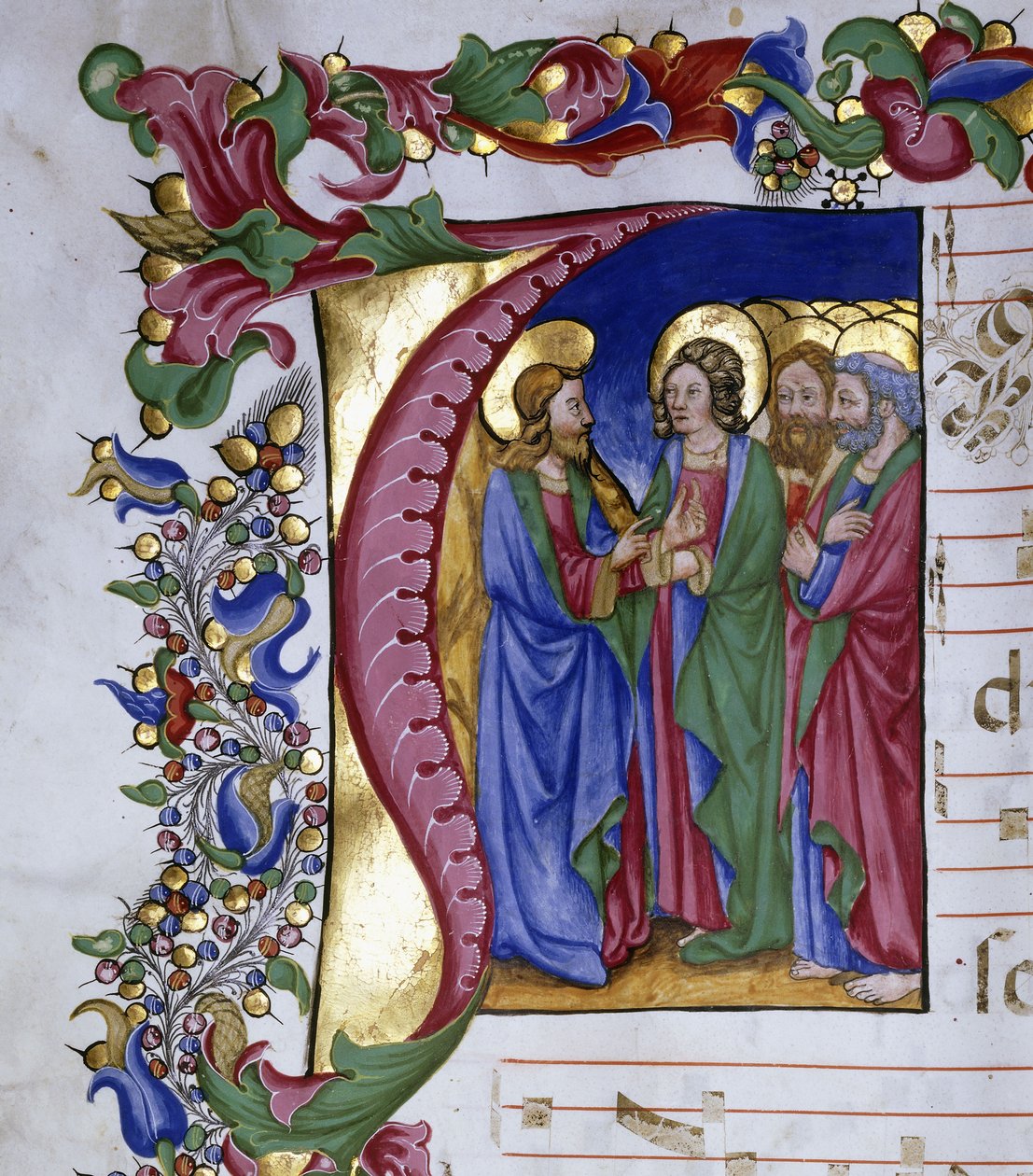 Christ Teaching His Disciples, Within an Initial "I" by Pellegrino di Mariano
