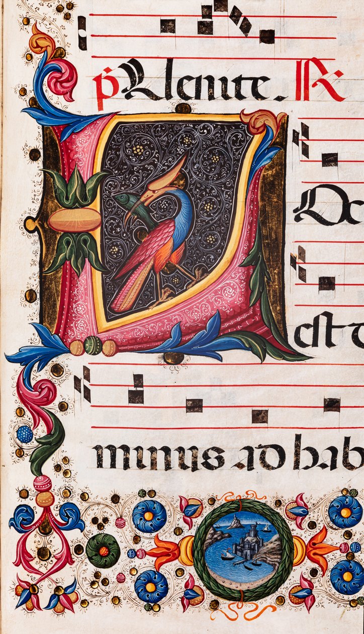 Piccolomini Library: choir book, cod. 5.E, ff. 63r with “Foliated initial” (detail) by Pellegrino di Mariano