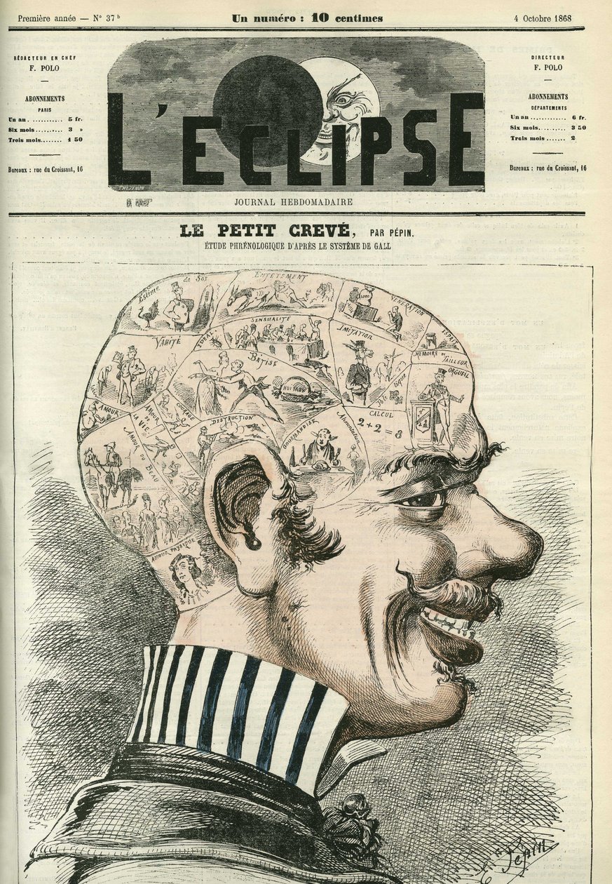 Little Creve, studying phrenology. Cover in 