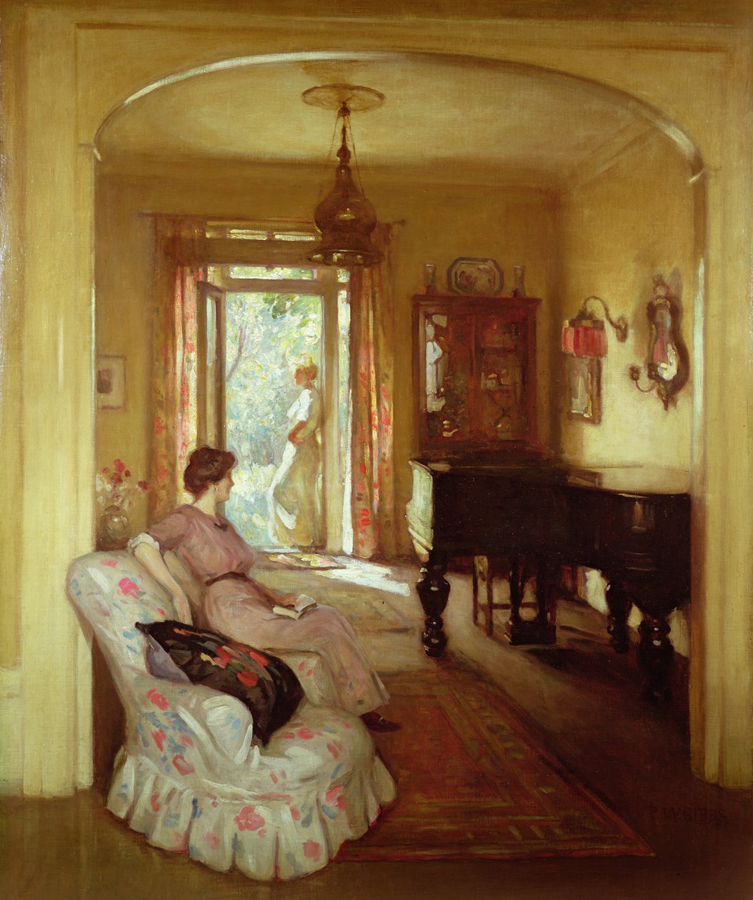 Interior Scene with Two Ladies by Percy William Gibbs