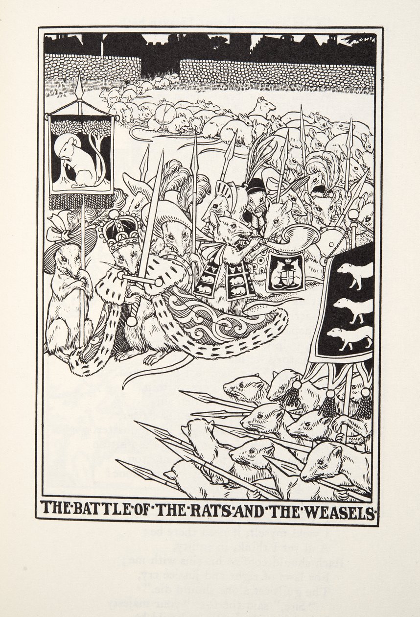 The Battle of the Rats and the Weasels, from Fontaine Fables, pub. 1905 by Percy J. Billingshurst