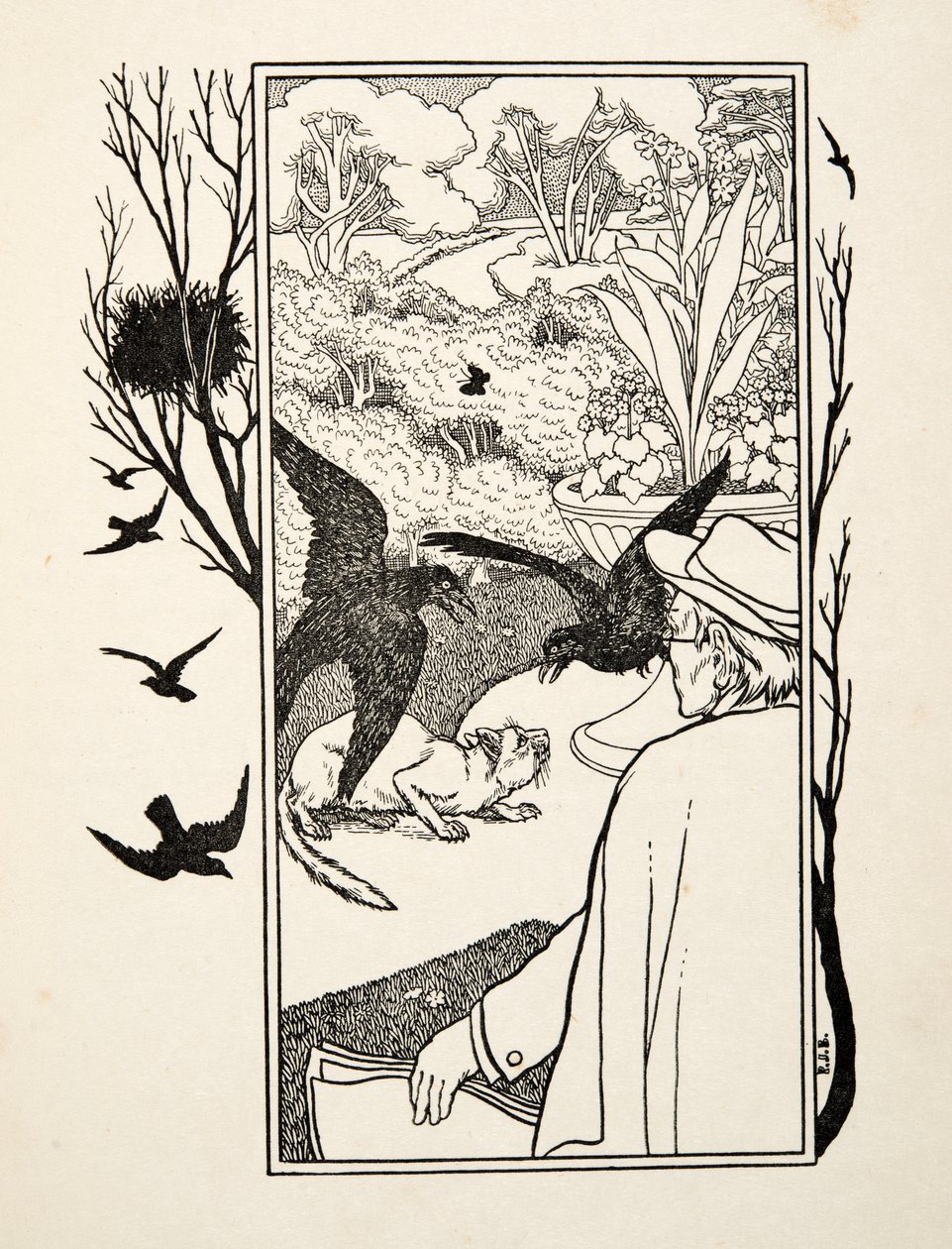 The Cat and Crows, from A Hundred Anecdotes of Animals, pub. 1924 by Percy J. Billingshurst