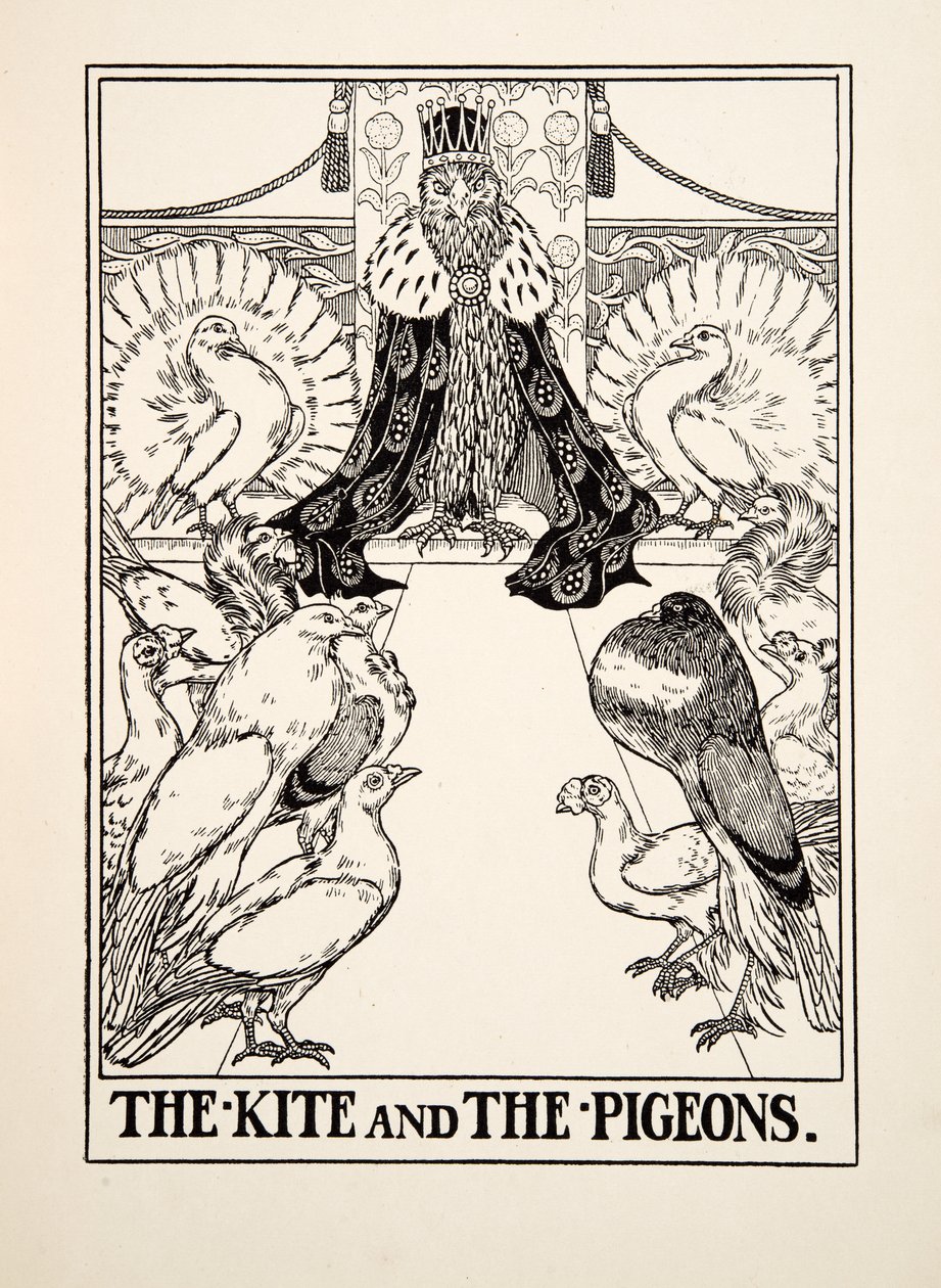 The Kite and the Pigeons, from A Hundred Fables of Aesop, pub.1903 by Percy J. Billingshurst