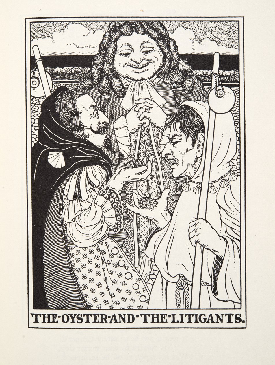 The Oyster and the Litigants, from Fontaine Fables, pub. 1905 by Percy J. Billingshurst