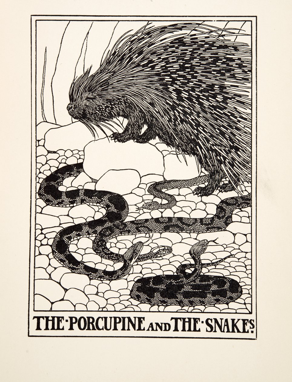 The Porcupine and the Snakes, from A Hundred Fables of Aesop, published 1903 by Percy J. Billingshurst